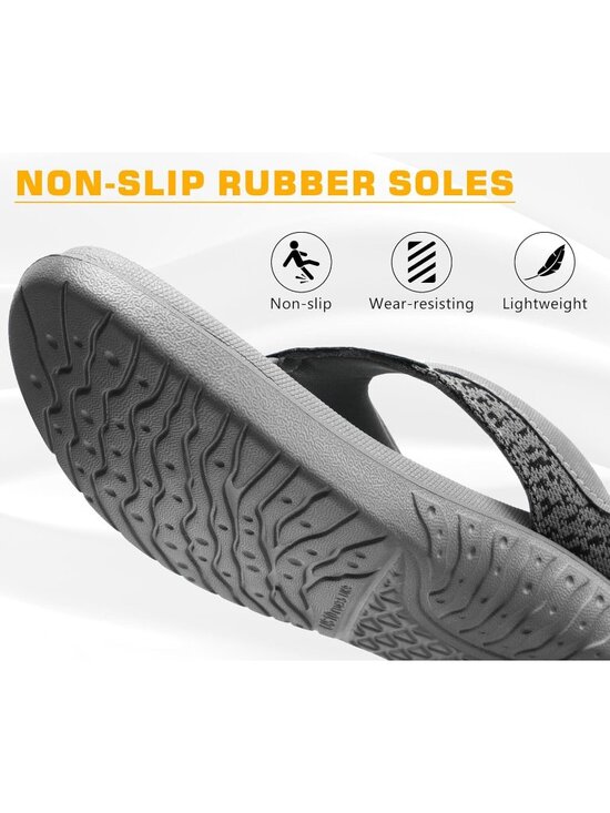 Men\'s Grey Flip Flop Open Toe Athletic Straps Orthotic Summer Plantar Casual main image 4